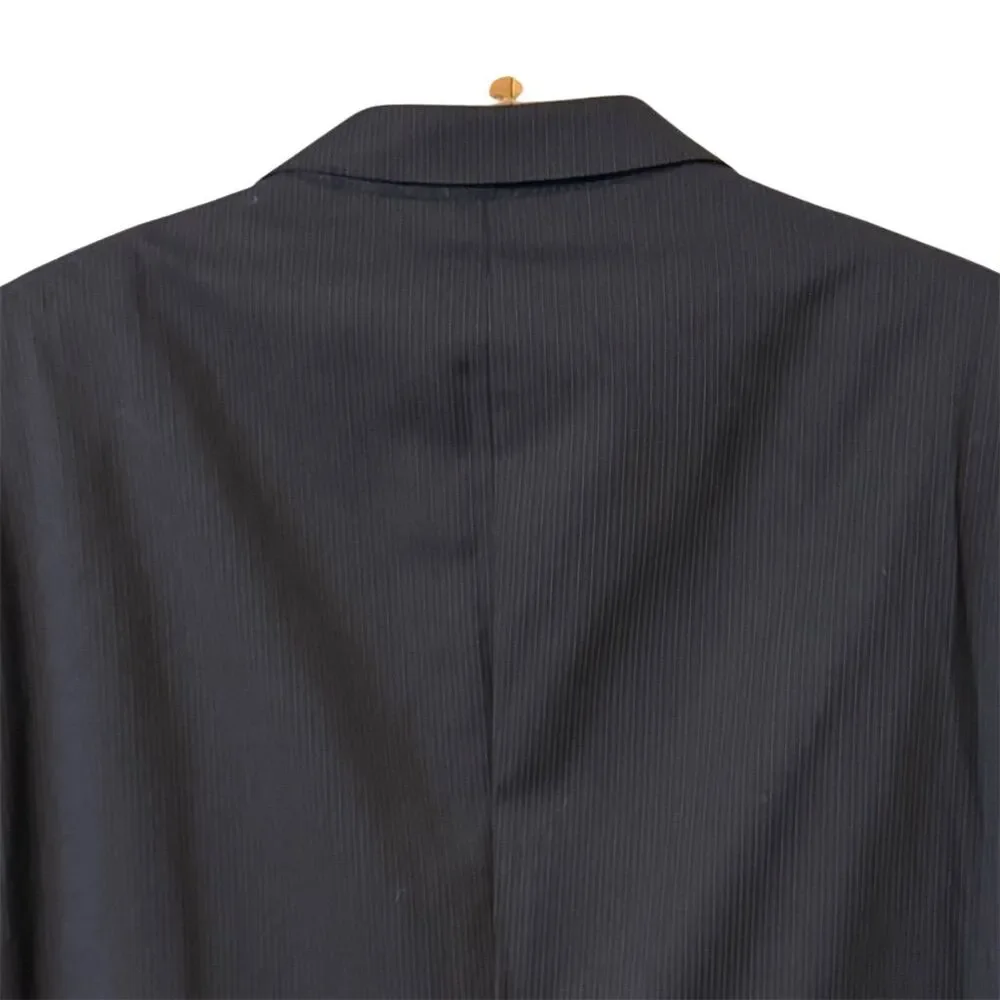 Armani Collezioni Men's Black Striped Wool Blazer Jacket 44r Formal - Picture 5 of 9